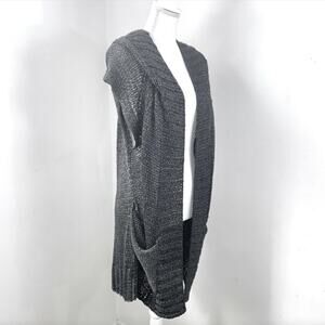 VPL Brand Sleeveless‎ Cardigan Sweater Size M/L Grey Open Hooded Loose Knit